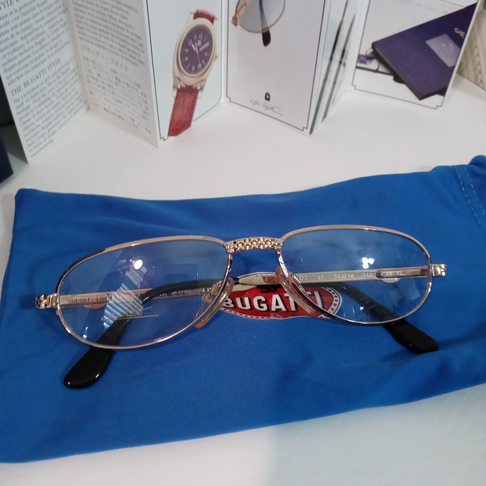 Mens Bugatti 501 platinum plated and 22k eyeglasses 100% - Picture 1 of 6
